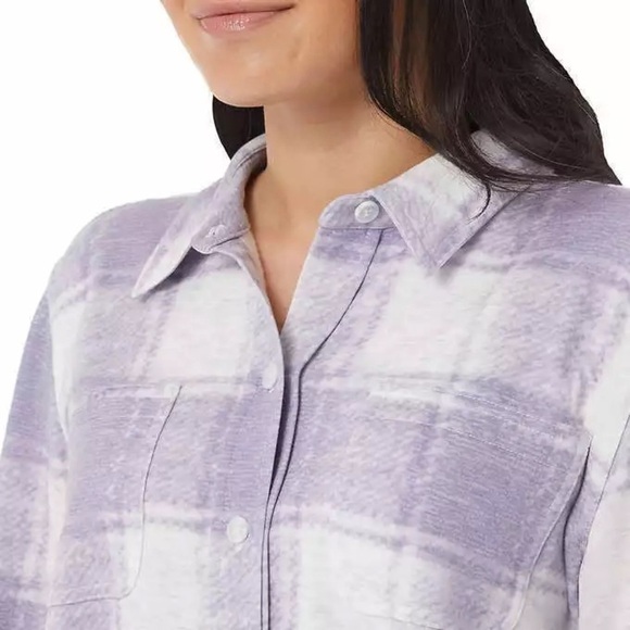 3/25$ (Mix)32 Degrees Cozy Knit Flannel, Lavender/White Plaid, Size S - Picture 4 of 15
